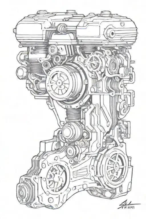 engine piston tattoo design idea