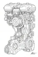 engine piston tattoo design idea