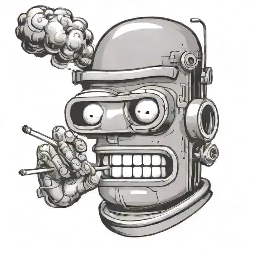 bender Futurama smoking cigarette tattoo design idea