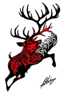roaring red stag tattoo design idea