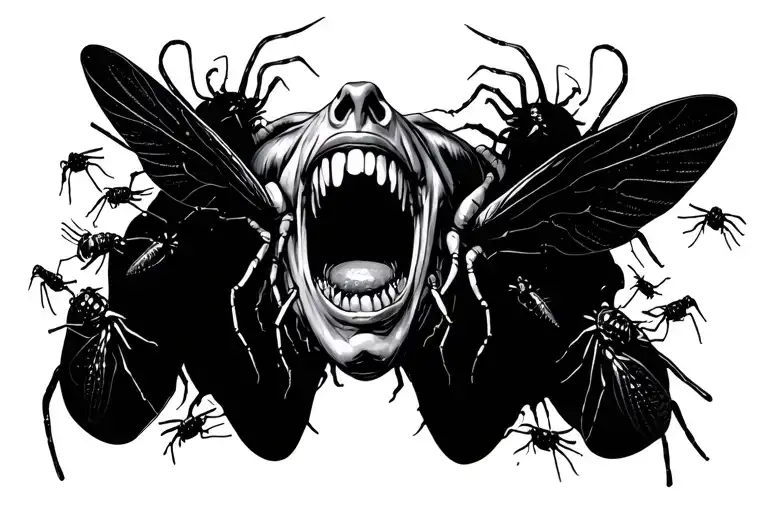 gluttony surrounded by flies tattoo design idea