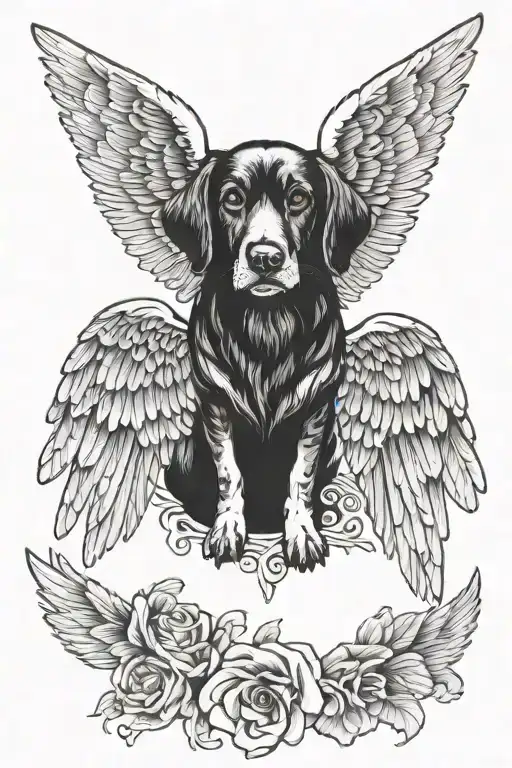 Dog angel wings tattoo design idea