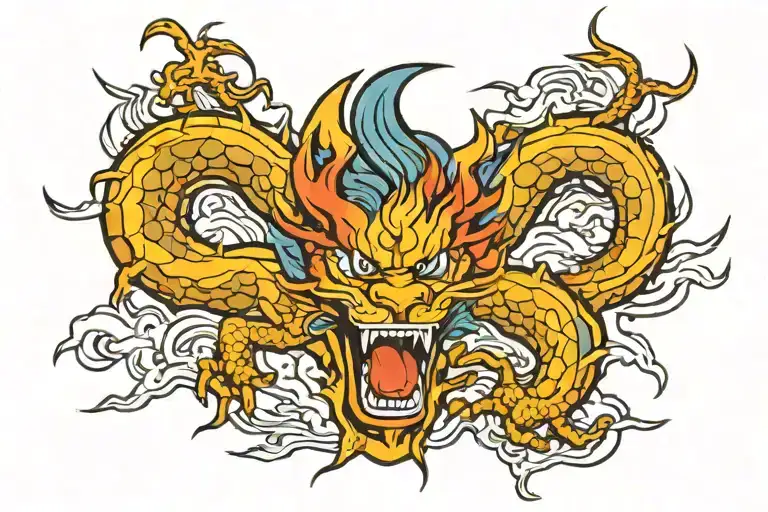 chinese smybol with thunder lightning tattoo design idea