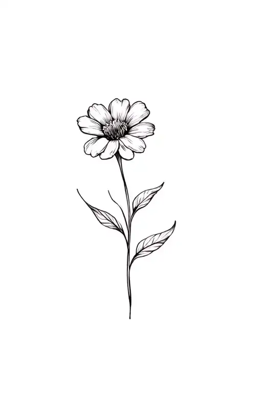 fine line violet flower in black and white tattoo design idea