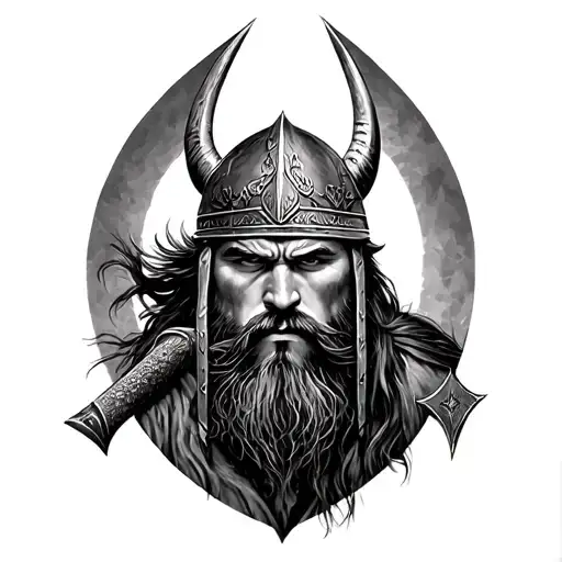 ** Design order: ** "Realistic tattoo sketch of a Nordic Viking warrior, the strength and lifestyle symbolis tattoo design idea