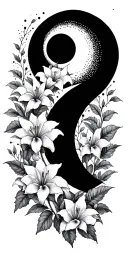lunar phases, lilly flowers tattoo design idea