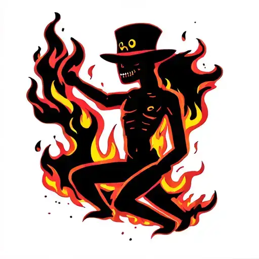 stickman in fire rising tattoo design idea
