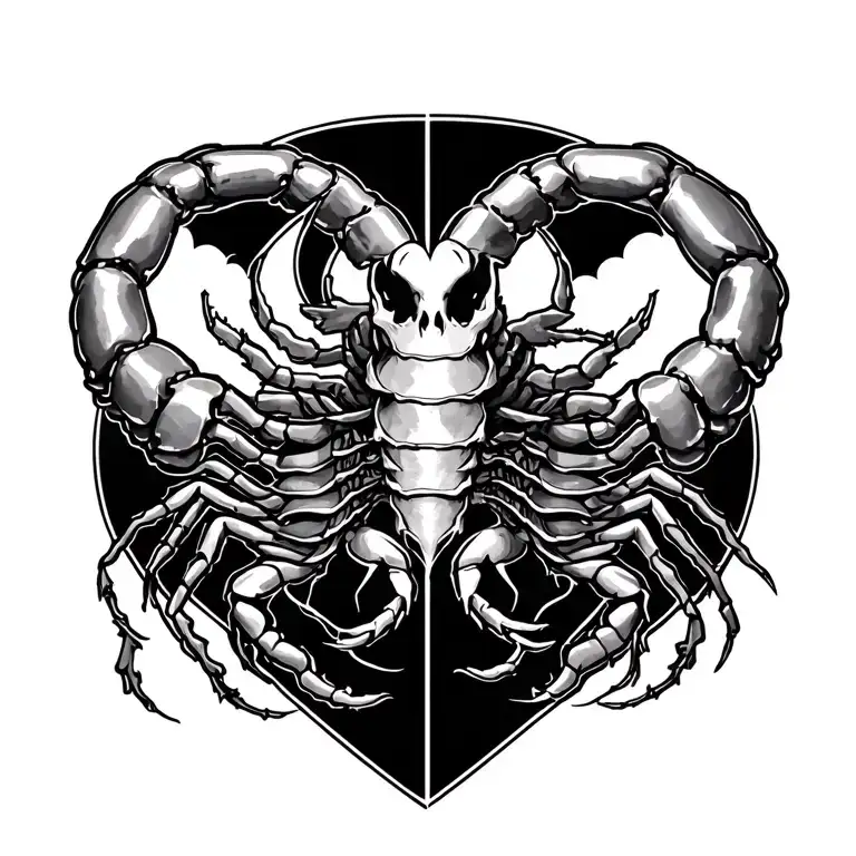 cancer and scorpio love you to hell towards heaven tattoo design idea