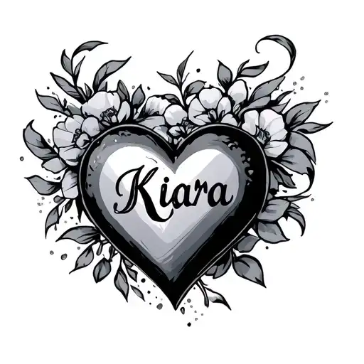 heart with the name kiara tattoo design idea