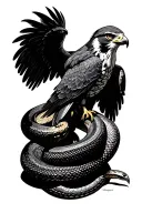 Harrigan falcon killing a snake tattoo design idea