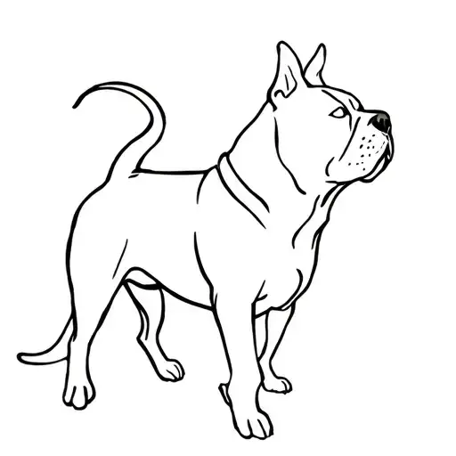 one line staffy tattoo design idea