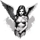 sexy girl angel big titties tattoo design idea