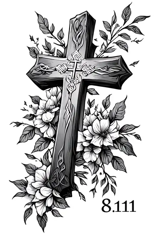 Cross tattoo with roman's 8:11 next to it tattoo design idea