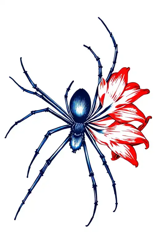 red and blue spider lily tattoo design idea