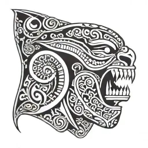 jaw in Polynesian tribal patterns tattoo design idea