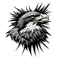 manly hawk silhouette with beak open and wing showing tattoo design idea