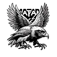 manly hawk silhouette with beak open and wing showing tattoo design idea