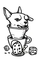 Dog rolling dice from a cup tattoo design idea