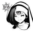 sexy anime girl winks one eye and smiles in nun guise tattoo design idea