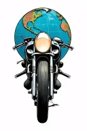 world map adventure motorcycle tattoo design idea