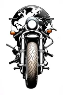 world map adventure motorcycle tattoo design idea