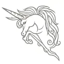 smiley face ride on unicorn  tattoo design idea