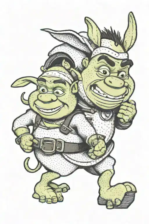 shrek and donkey seprate tattoo design idea