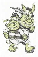 shrek and donkey seprate tattoo design idea