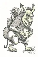 shrek and donkey seprate tattoo design idea