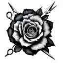 half scissors cutting tattoo design idea