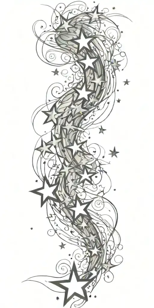 slutty sexy stars swooshing storm tattoo design idea