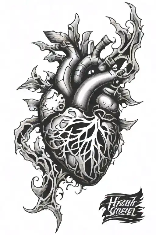 heart of broken steel plated tattoo design idea