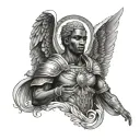 African male guardian angel tattoo design idea