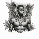 African male guardian angel tattoo design idea