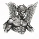 African male guardian angel tattoo design idea
