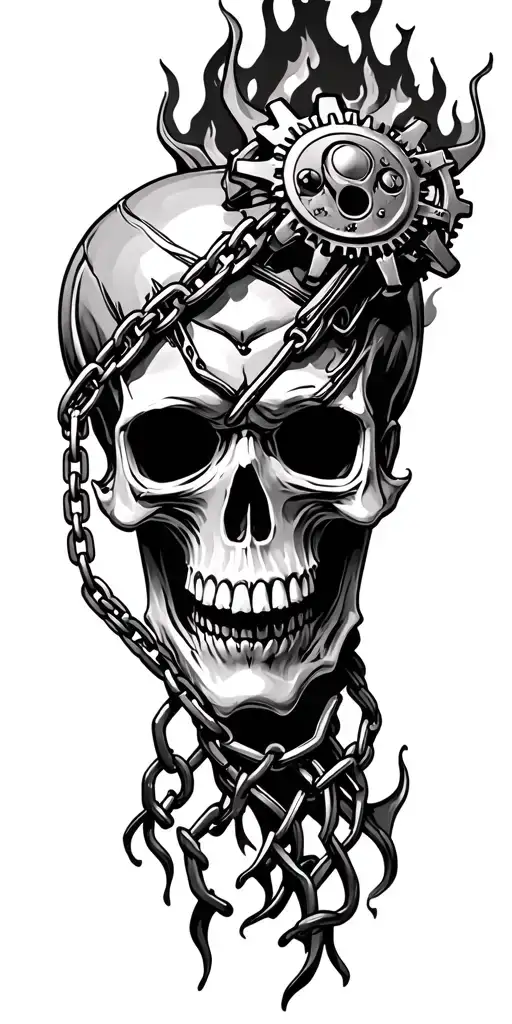 Death, anything metal like chains and gears, skulls, fire, devil, evil shit tattoo design idea
