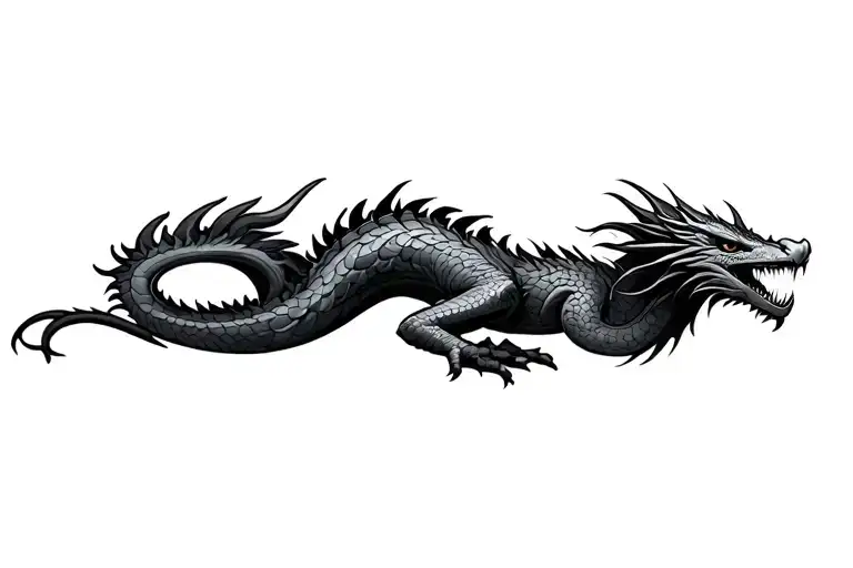 The dragon is horizontally thin tattoo design idea