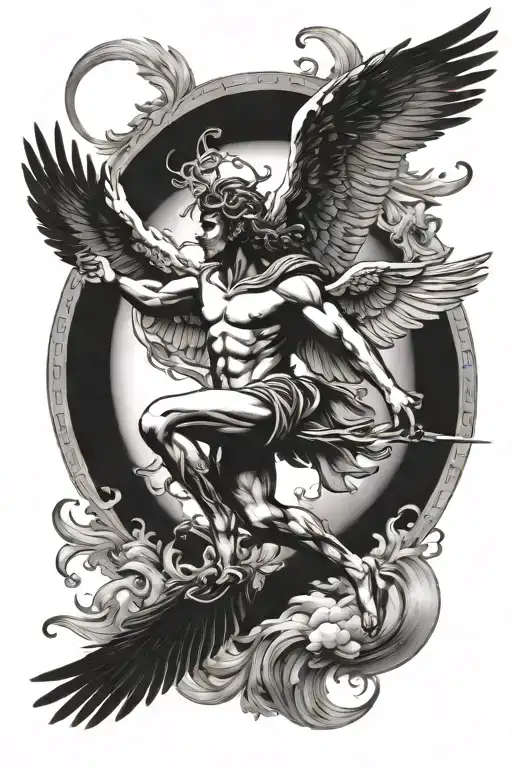 Greek myth icarus falling tattoo design idea