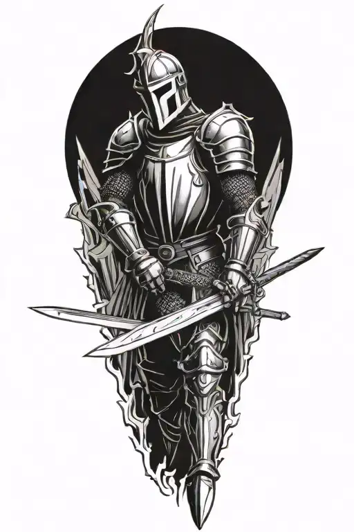 knight holding a sword tattoo design idea