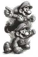 Mario Bros characters exploring tattoo design idea