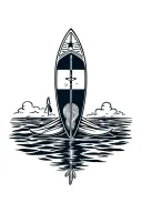 paddleboard in heart surrounded tattoo design idea