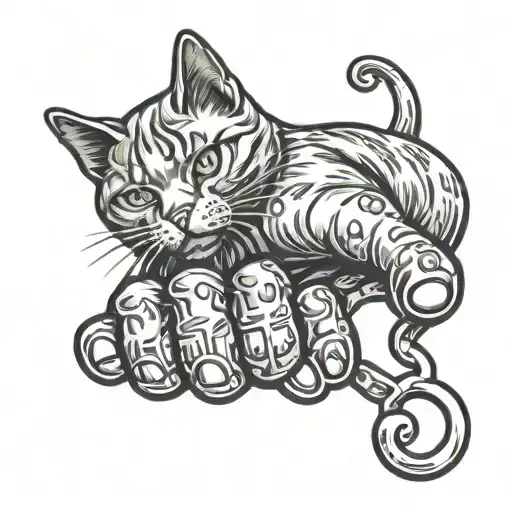 brass knuckles in the form of a cat's paw tattoo design idea