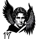 2 man angels only face and between number 17 tattoo design idea