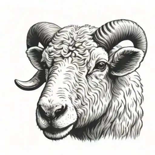 Valais black nose sheep head tattoo design idea