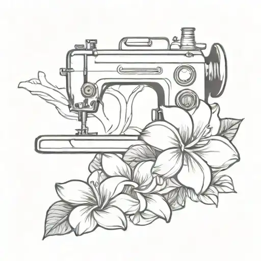 sewing machine hawaii plumeria tattoo design idea
