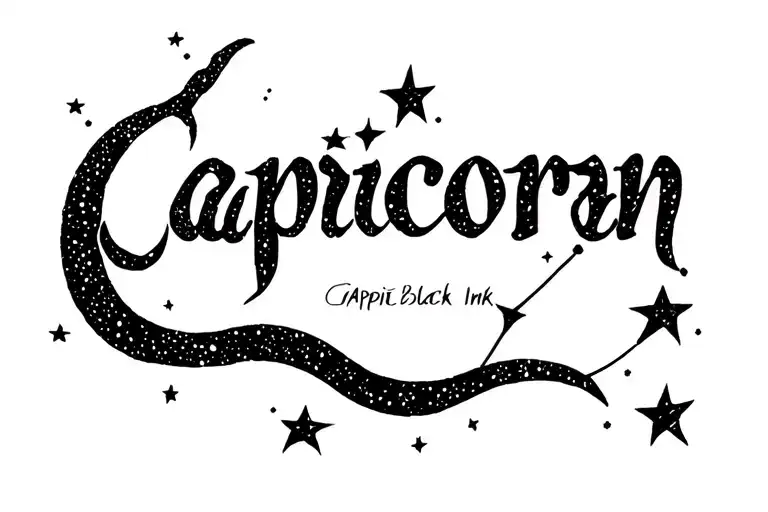 "Japanese black ink" Capricorn constellation formed tattoo design idea
