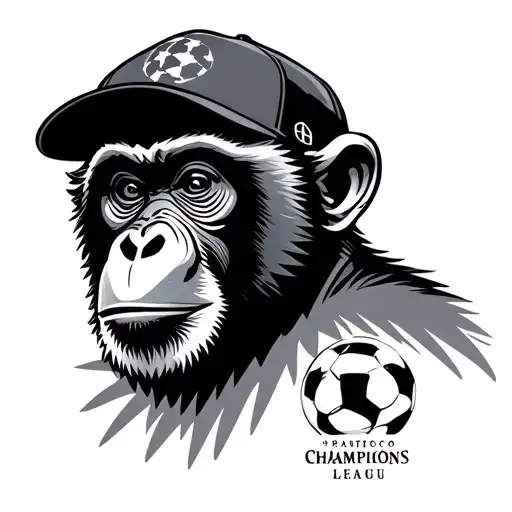 Champions League cap monkey tattoo design idea