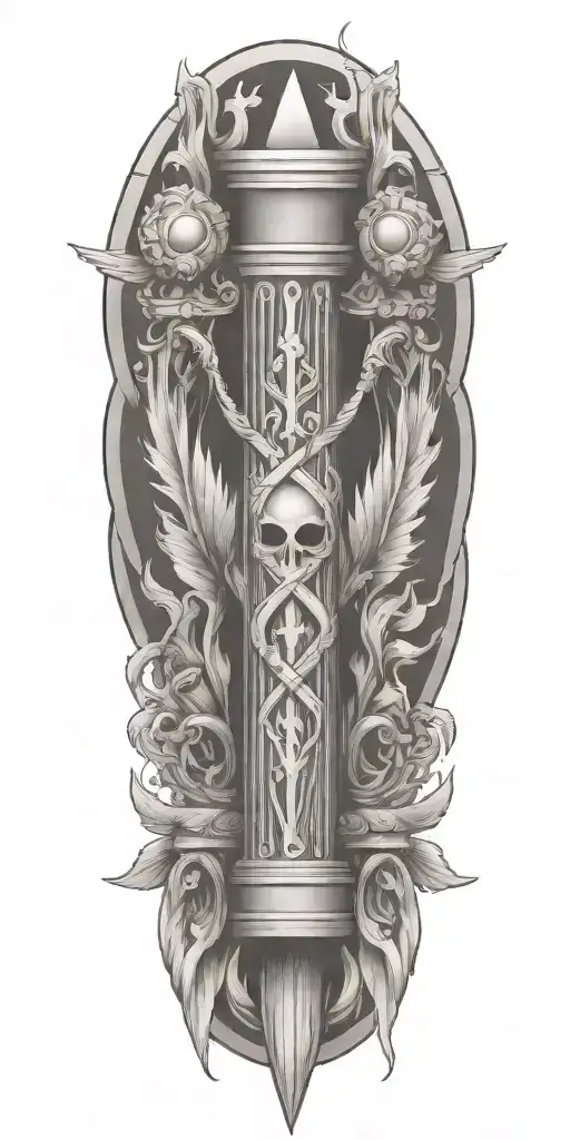 hebrew pillar of fire and pillar of cloud, legal motif of scales of justice tattoo design idea