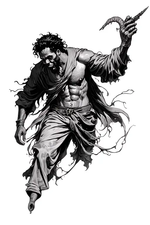 Black man I walk through the valley of the shadow of death tattoo design idea