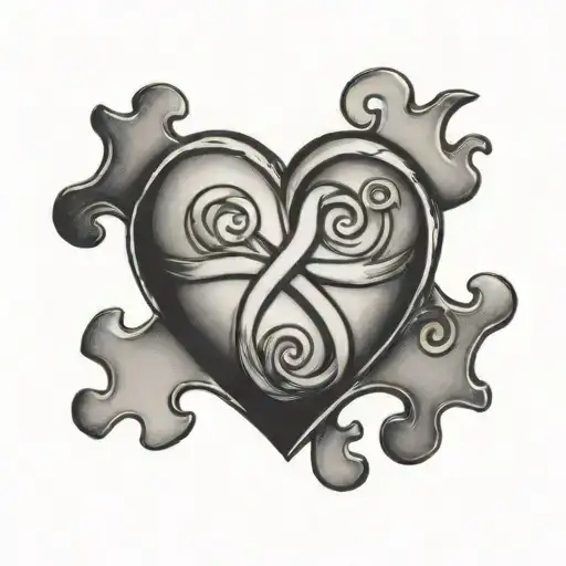 "heart means everything" infinity symbol, autism puzzle piece  tattoo design idea